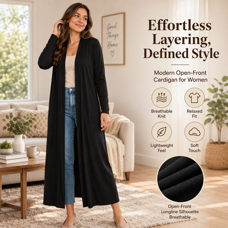 🧥Open Front & Versatile, Layer-Friendly – Women's Maxi Long Cardigan ✨