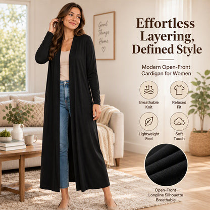 🧥Open Front & Versatile, Layer-Friendly – Women's Maxi Long Cardigan ✨