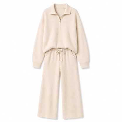 Women's Knitted Pullover & Wide-Leg Pants 2-Piece Set