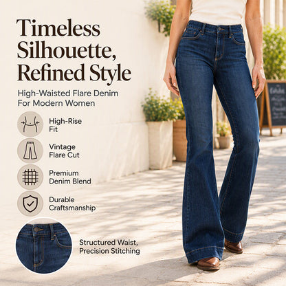 ☁️Stretchy Comfort, Everyday Versatile – Women's Retro High-Waisted Flare Jeans ✨