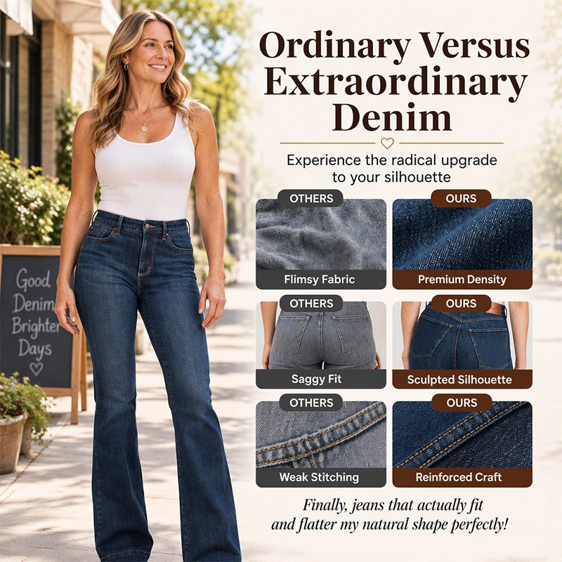 ☁️Stretchy Comfort, Everyday Versatile – Women's Retro High-Waisted Flare Jeans ✨