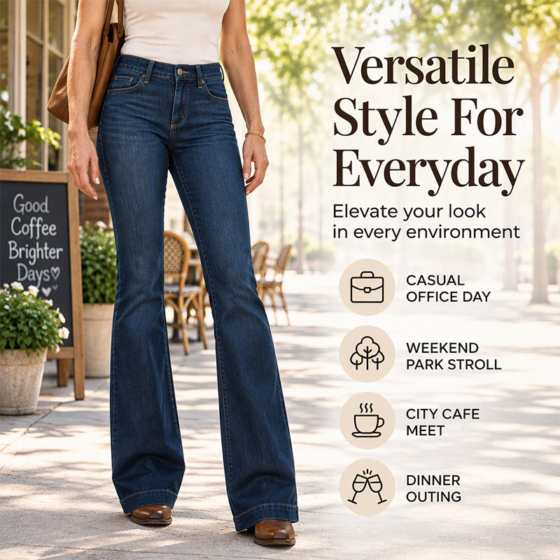 ☁️Stretchy Comfort, Everyday Versatile – Women's Retro High-Waisted Flare Jeans ✨