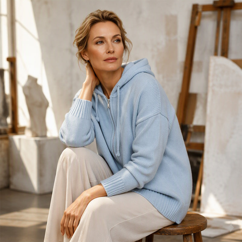 🧣Hooded & Zip-Up, Windproof Warmth – Women's Knit Hooded Cardigan Coat ✨