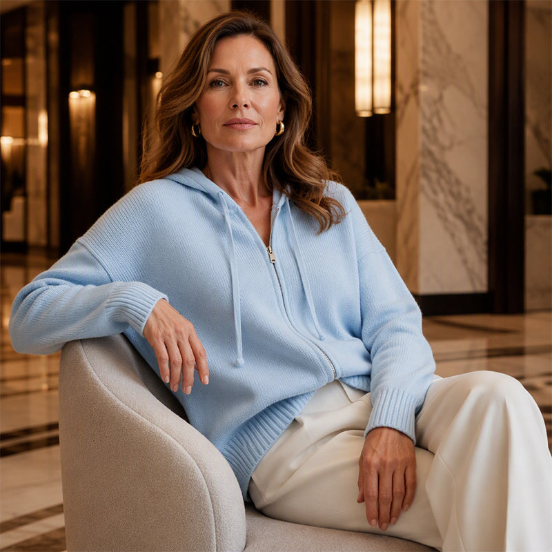 🧣Hooded & Zip-Up, Windproof Warmth – Women's Knit Hooded Cardigan Coat ✨