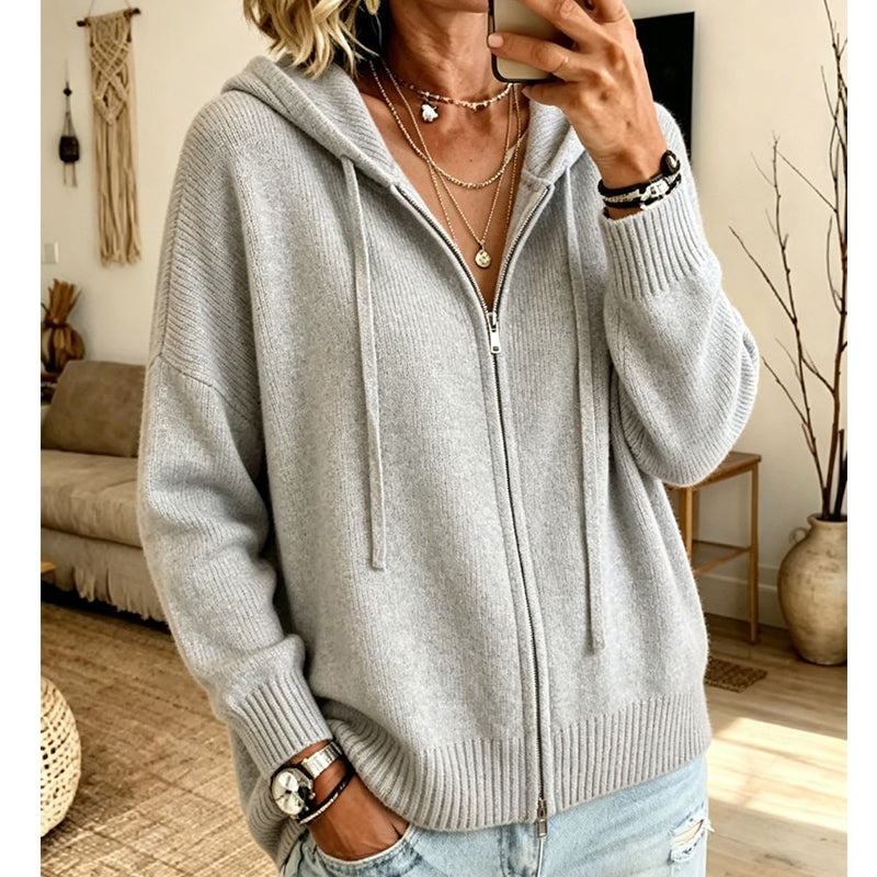🧣Hooded & Zip-Up, Windproof Warmth – Women's Knit Hooded Cardigan Coat ✨