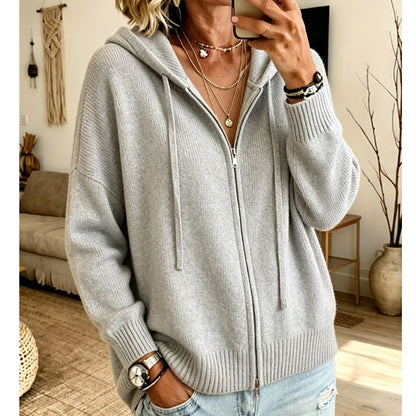 🧣Hooded & Zip-Up, Windproof Warmth – Women's Knit Hooded Cardigan Coat ✨