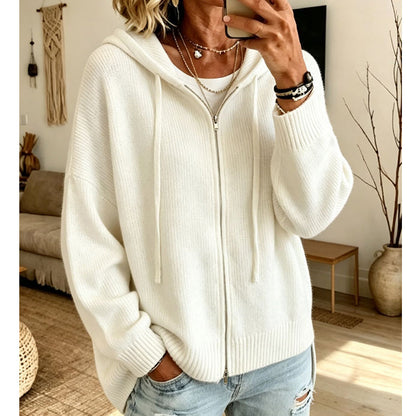 🧣Hooded & Zip-Up, Windproof Warmth – Women's Knit Hooded Cardigan Coat ✨