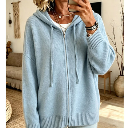 🧣Hooded & Zip-Up, Windproof Warmth – Women's Knit Hooded Cardigan Coat ✨