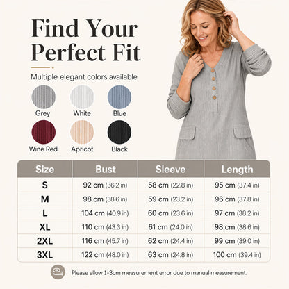 ☁️Soft Knit, Skin-Friendly Comfort – Women's V-Neck Vertical Stripe Knit Dress ✨