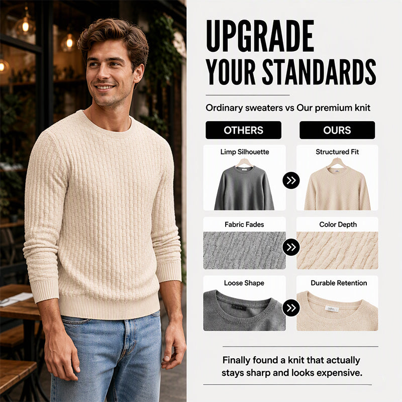 👔Minimalist & Stylish, Fall & Winter Layering – Men's Casual Crew Neck Knitted Sweater ✨