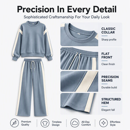 ☁️Comfortable & Casual, Home Relaxation – Women's Crewneck Sweatshirt & Wide-Leg Pants Set ✨
