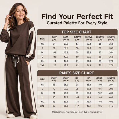 ☁️Comfortable & Casual, Home Relaxation – Women's Crewneck Sweatshirt & Wide-Leg Pants Set ✨