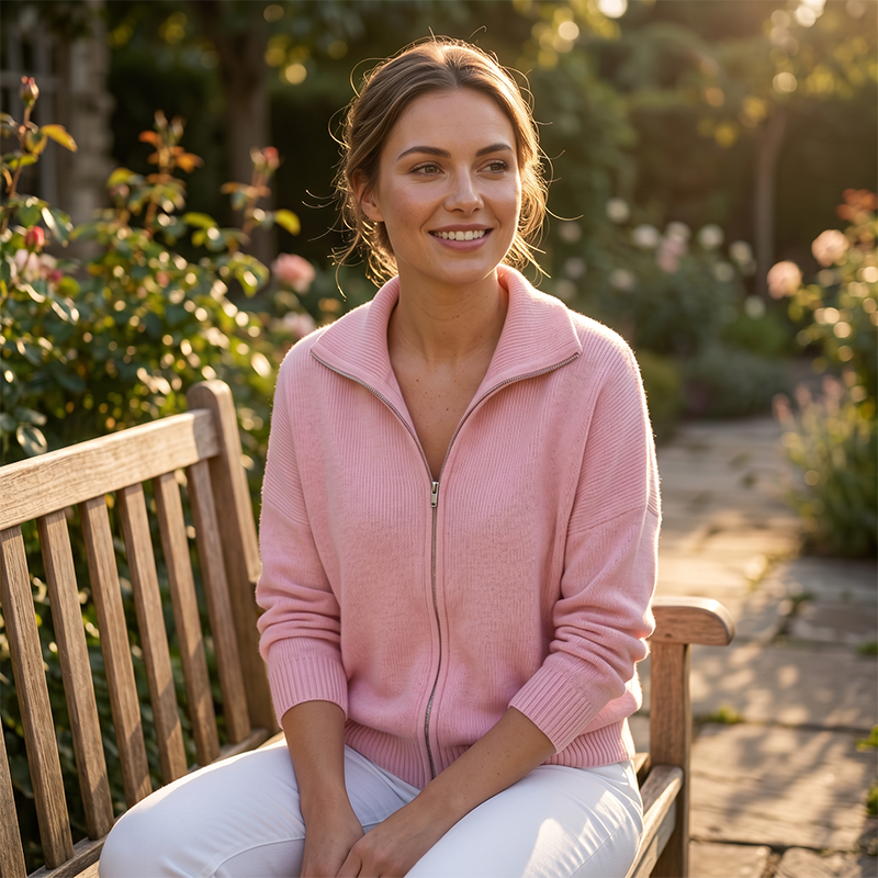 🔥Drop Shoulder, Flattering Relaxed Fit – Women's Ribbed Knit Zip-Up Cardigan ✨
