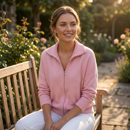 🔥Drop Shoulder, Flattering Relaxed Fit – Women's Ribbed Knit Zip-Up Cardigan ✨