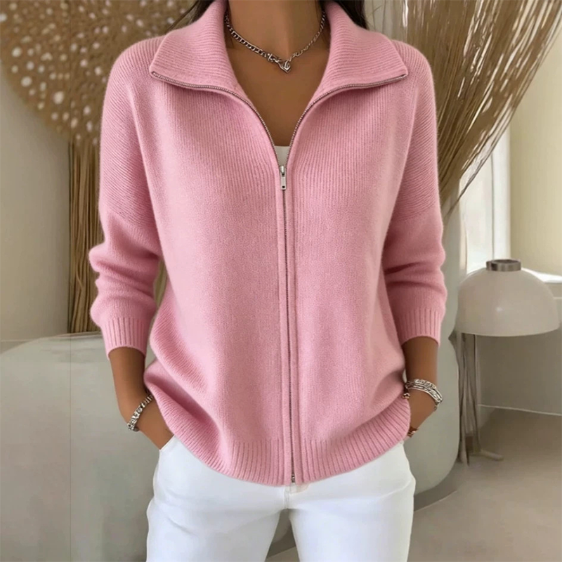 🔥Drop Shoulder, Flattering Relaxed Fit – Women's Ribbed Knit Zip-Up Cardigan ✨