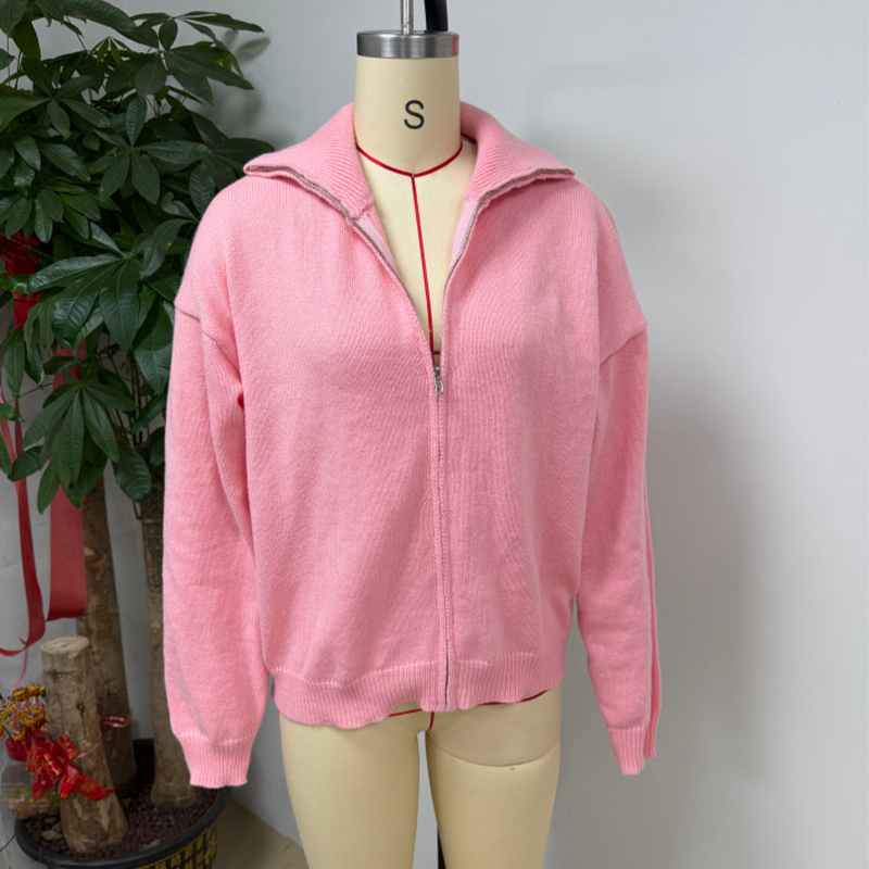 🔥Drop Shoulder, Flattering Relaxed Fit – Women's Ribbed Knit Zip-Up Cardigan ✨