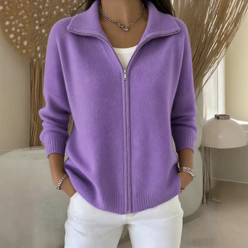 🔥Drop Shoulder, Flattering Relaxed Fit – Women's Ribbed Knit Zip-Up Cardigan ✨