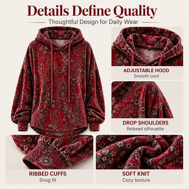 ☁️Comfortable & Casual, Everyday Versatile – Women's Paisley Print Hoodie ✨