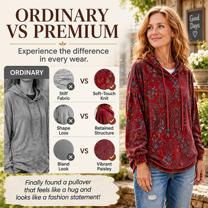 ☁️Comfortable & Casual, Everyday Versatile – Women's Paisley Print Hoodie ✨