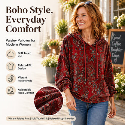 ☁️Comfortable & Casual, Everyday Versatile – Women's Paisley Print Hoodie ✨