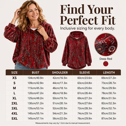 ☁️Comfortable & Casual, Everyday Versatile – Women's Paisley Print Hoodie ✨