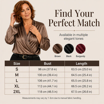 ✨Elegant Silky, Drape & Slimming – Women's V-Neck Drape Top ✨