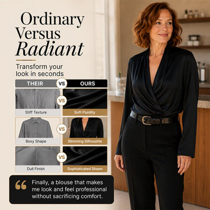 ✨Elegant Silky, Drape & Slimming – Women's V-Neck Drape Top ✨