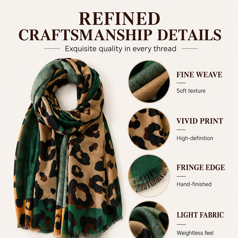 🍂Fall & Winter Warmth, Travel-Ready – Women's Leopard Shawl Scarf ✨