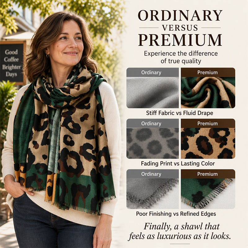 🍂Fall & Winter Warmth, Travel-Ready – Women's Leopard Shawl Scarf ✨