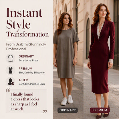 👗Bodycon Slimming, Curvy Silhouette – Women's Lapel Lace Spliced Long Sleeve Bodycon Dress ✨