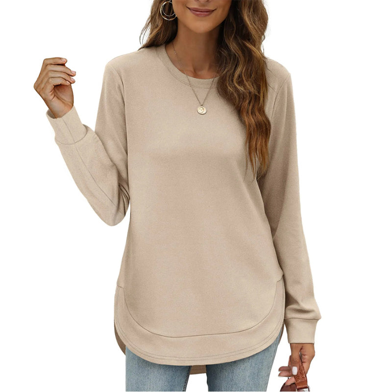 ✨ Trendy & Flattering 💕 Women’s Solid High Low Hem Long-Sleeve Tops – Soft Fabric, Unique Uneven Hem Design 👕 Short Facebook Headline
