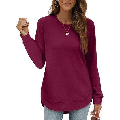 ✨ Trendy & Flattering 💕 Women’s Solid High Low Hem Long-Sleeve Tops – Soft Fabric, Unique Uneven Hem Design 👕 Short Facebook Headline