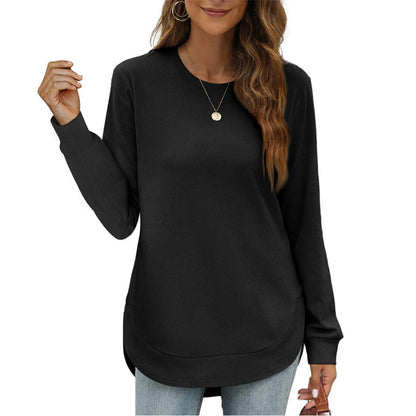 ✨ Trendy & Flattering 💕 Women’s Solid High Low Hem Long-Sleeve Tops – Soft Fabric, Unique Uneven Hem Design 👕 Short Facebook Headline