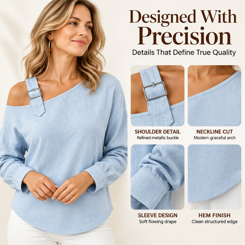 💖Asymmetric Off-Shoulder, Bold & Chic – Women's Long Sleeve Asymmetric Off-Shoulder Top ✨
