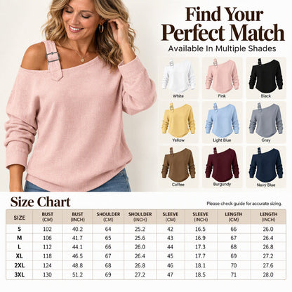 💖Asymmetric Off-Shoulder, Bold & Chic – Women's Long Sleeve Asymmetric Off-Shoulder Top ✨