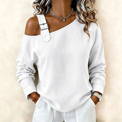 💖Asymmetric Off-Shoulder, Bold & Chic – Women's Long Sleeve Asymmetric Off-Shoulder Top ✨