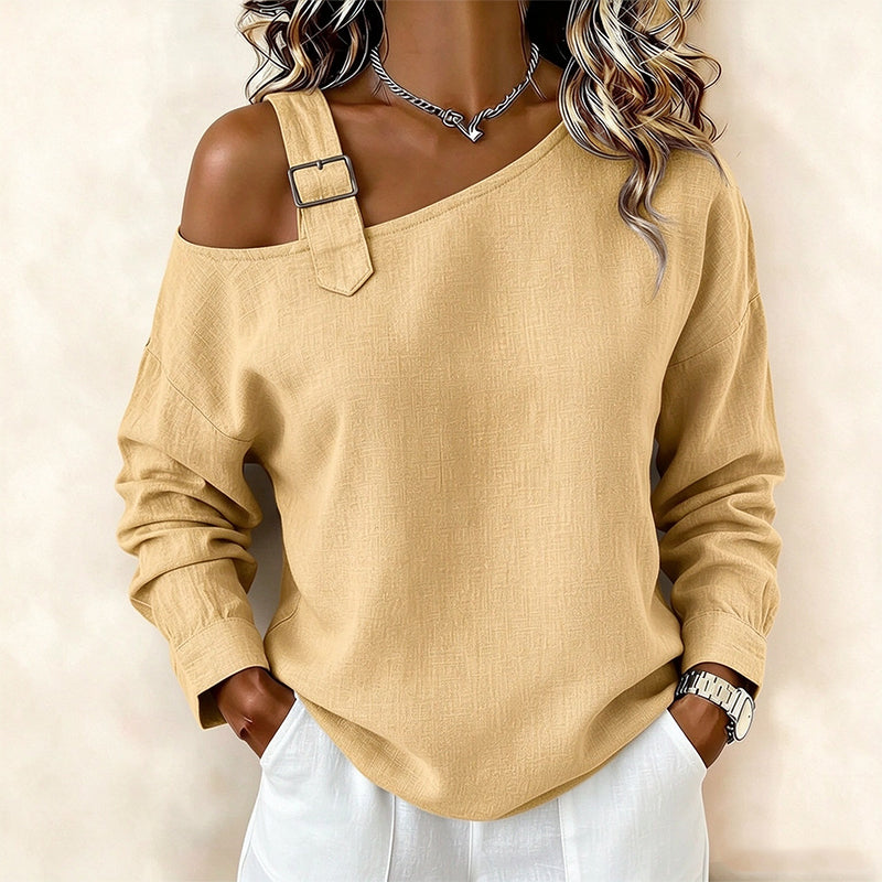 💖Asymmetric Off-Shoulder, Bold & Chic – Women's Long Sleeve Asymmetric Off-Shoulder Top ✨