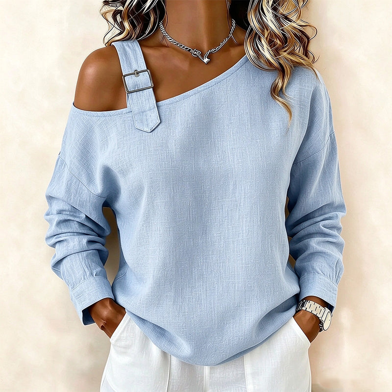 💖Asymmetric Off-Shoulder, Bold & Chic – Women's Long Sleeve Asymmetric Off-Shoulder Top ✨