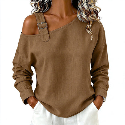 💖Asymmetric Off-Shoulder, Bold & Chic – Women's Long Sleeve Asymmetric Off-Shoulder Top ✨