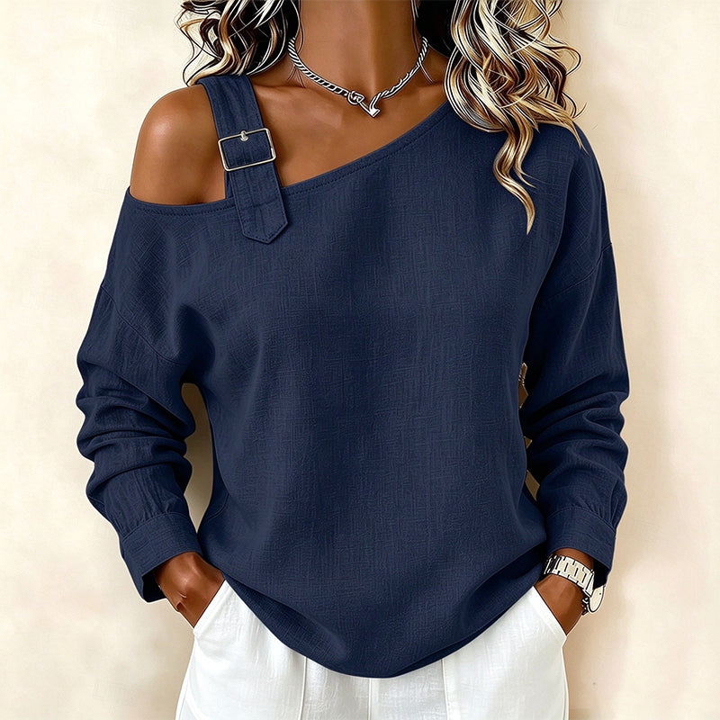 💖Asymmetric Off-Shoulder, Bold & Chic – Women's Long Sleeve Asymmetric Off-Shoulder Top ✨