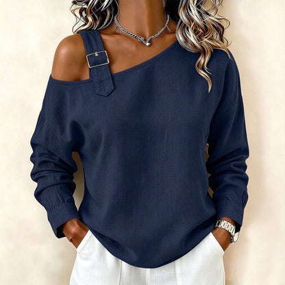 💖Asymmetric Off-Shoulder, Bold & Chic – Women's Long Sleeve Asymmetric Off-Shoulder Top ✨